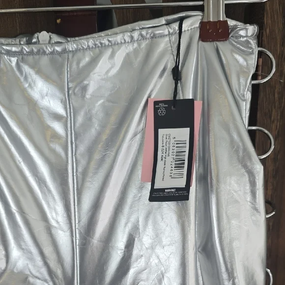 PrettyLittleThing Silver Flare Pants - Picture 3 of 9